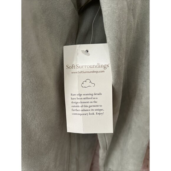 Soft Surroundings Petite S Ambrosia Shift Dress Studded Green Faux Suede NEW - Picture 3 of 4